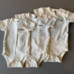 3x the Littlest Organic Cotton Onesies in ascending sizes